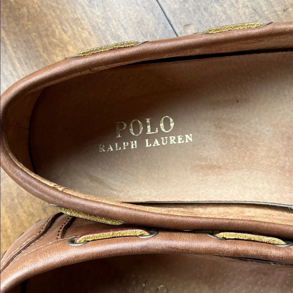 Polo Ralph Lauren Wyndings Tan Leather Slip On Loafer Sz 11 D